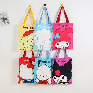 DHF797  Wholesale Melody cheap Canvas tote Bag Cartoon Sanrioed cat Portable Large Capacity Tote Bag Student Book Storage Bags