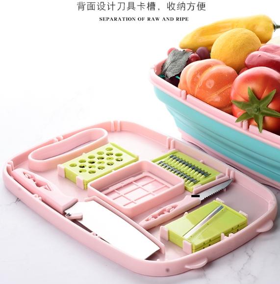 Kitchen Accessories Multi-function Cutting Board Grater Tools ,plastic Kitchenware Utensils Box Sets China Wholesale 9 in 1