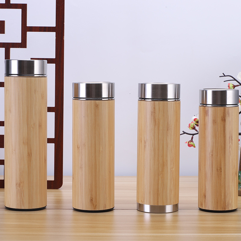 DH wb natural bamboo thermos vacuum flask tea,450ml vacuum flask bottle thermos cup bamboo for men home gadgets