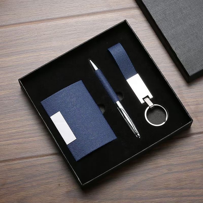 promotion corporate gift card holder case fountain sign pen notebook leather key chain gift set gadget gift sets box pack