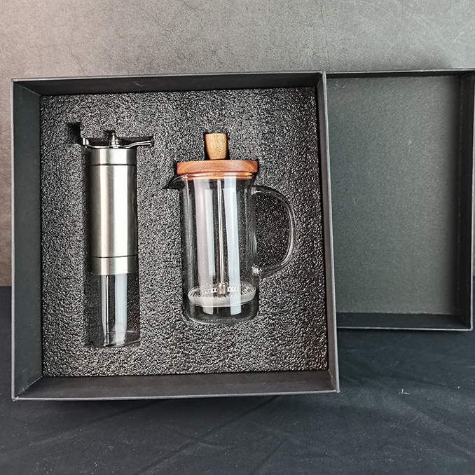 New Arrival 350ml Bamboo French Press Coffee Maker Coffee Grinder Gift Set with Bamboo Coffee & Tea Sets