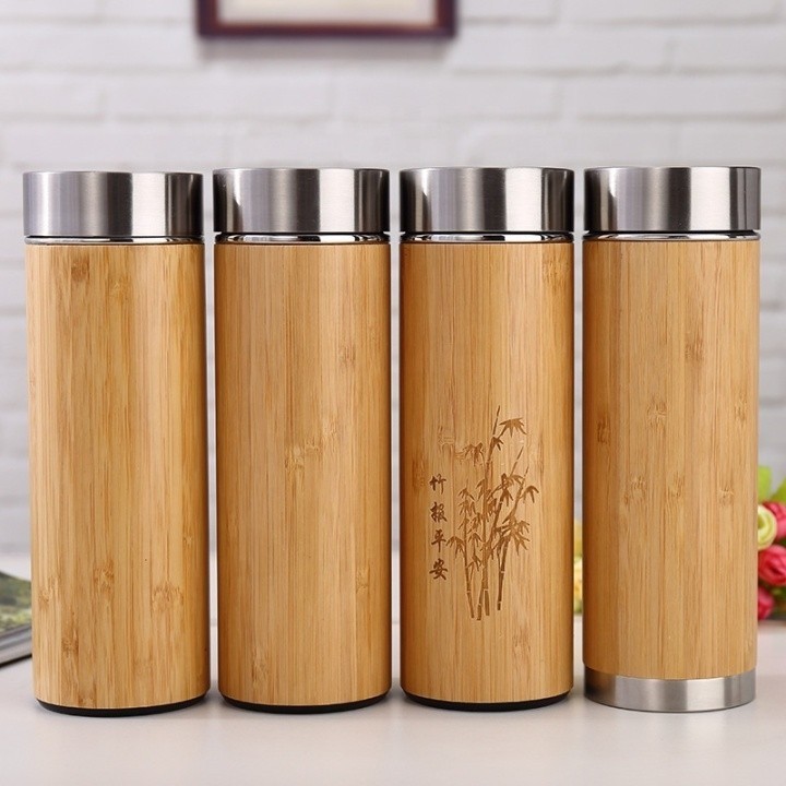 DH wb natural bamboo thermos vacuum flask tea,450ml vacuum flask bottle thermos cup bamboo for men home gadgets