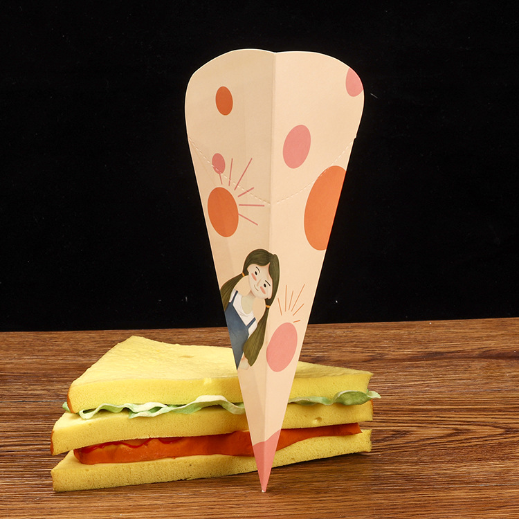 Custom Printed Biodegradable Eco Crepe Fries Cone Paper Crepe Holders