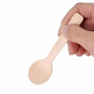 Eco Friendly Logo Birch Wood Small Mini Biodegradable Disposable Ice Cream Dessert Spoon