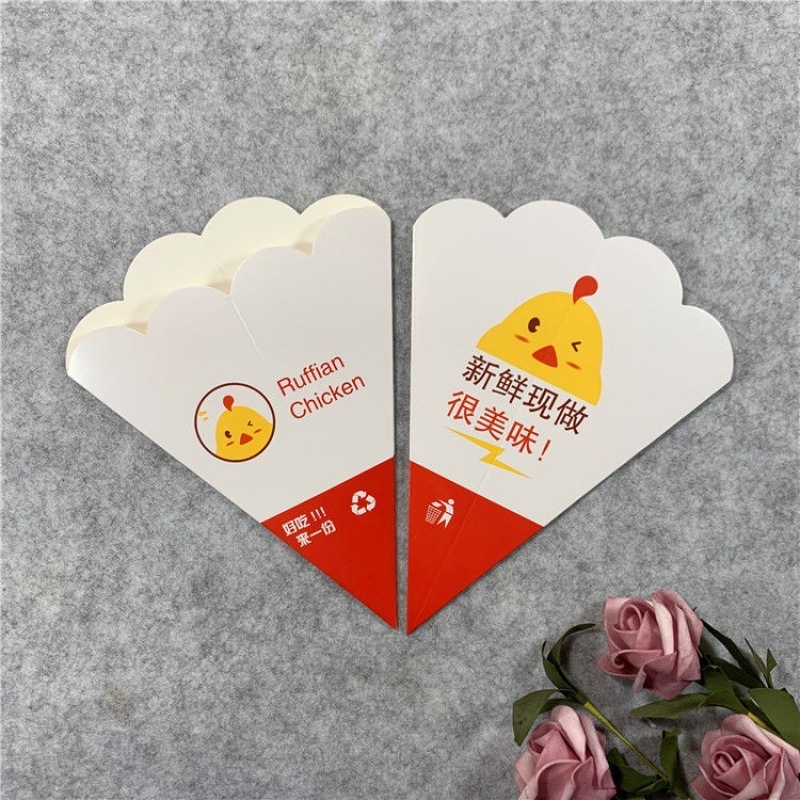 Custom Printed Biodegradable Eco Crepe Fries Cone Paper Crepe Holders