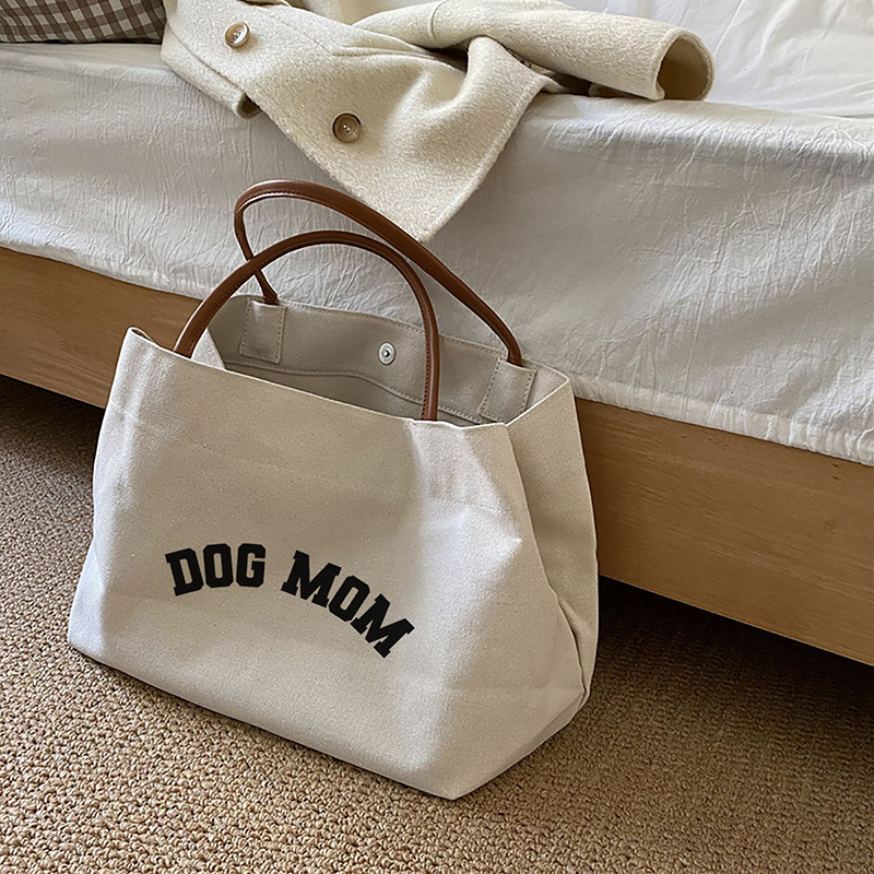 Eco Friendly Reusable Custom Printed Large Big Organic Canvas Cute Paw Dog Mom Mama Gift Tote Bag