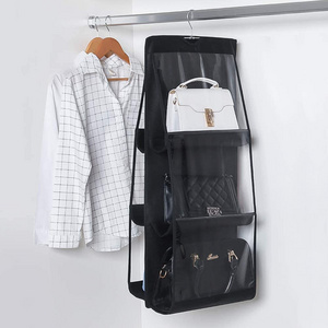 Closet Space Saving 6 Pockets Hanging Purse Handbag Organizer Shelf Bag Collection Storage