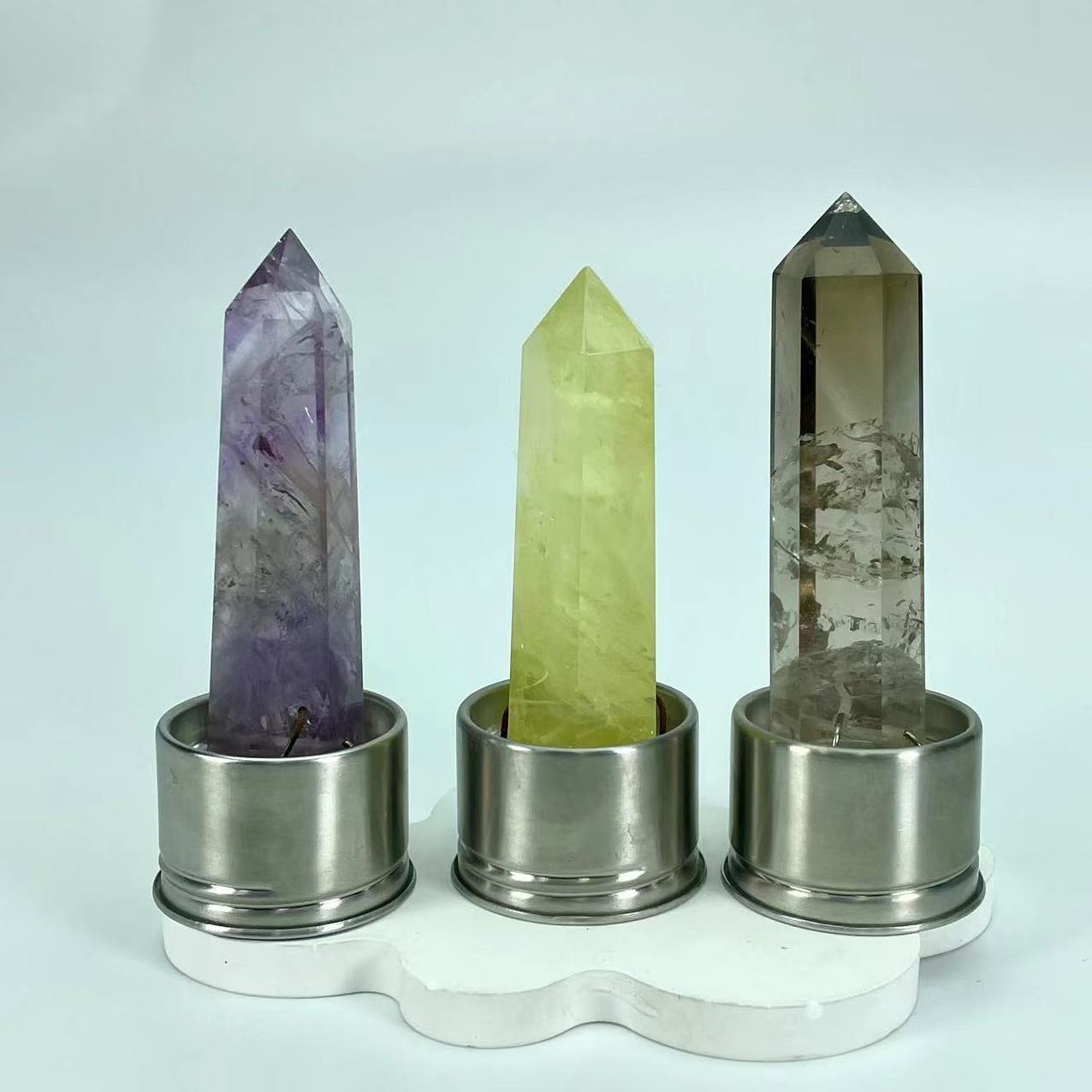 New arrivals spiritual crystal insert healing stones natural smoky amethyst citrine quartz crystal insert for gift