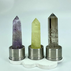 New arrivals spiritual crystal insert healing stones natural smoky amethyst citrine quartz crystal insert for gift