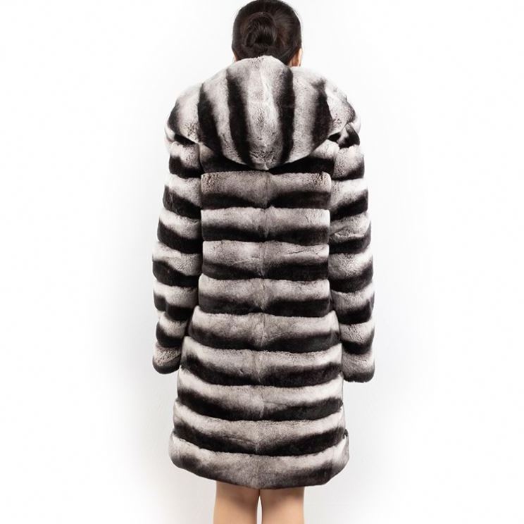 wholesale 90cm long winter hooded overcoat chinchilla fur coat istanbul rex rabbit fur coat for women