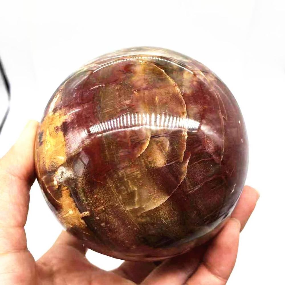 Natural Polished Real Raw Semi Gemstone Wood Fossil Ball Pokemon Crystal Ball For Sale