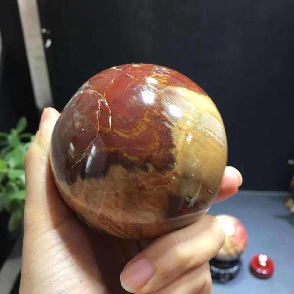 Natural Polished Real Raw Semi Gemstone Wood Fossil Ball Pokemon Crystal Ball For Sale