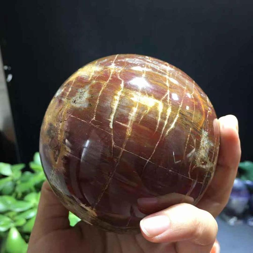 Natural Polished Real Raw Semi Gemstone Wood Fossil Ball Pokemon Crystal Ball For Sale