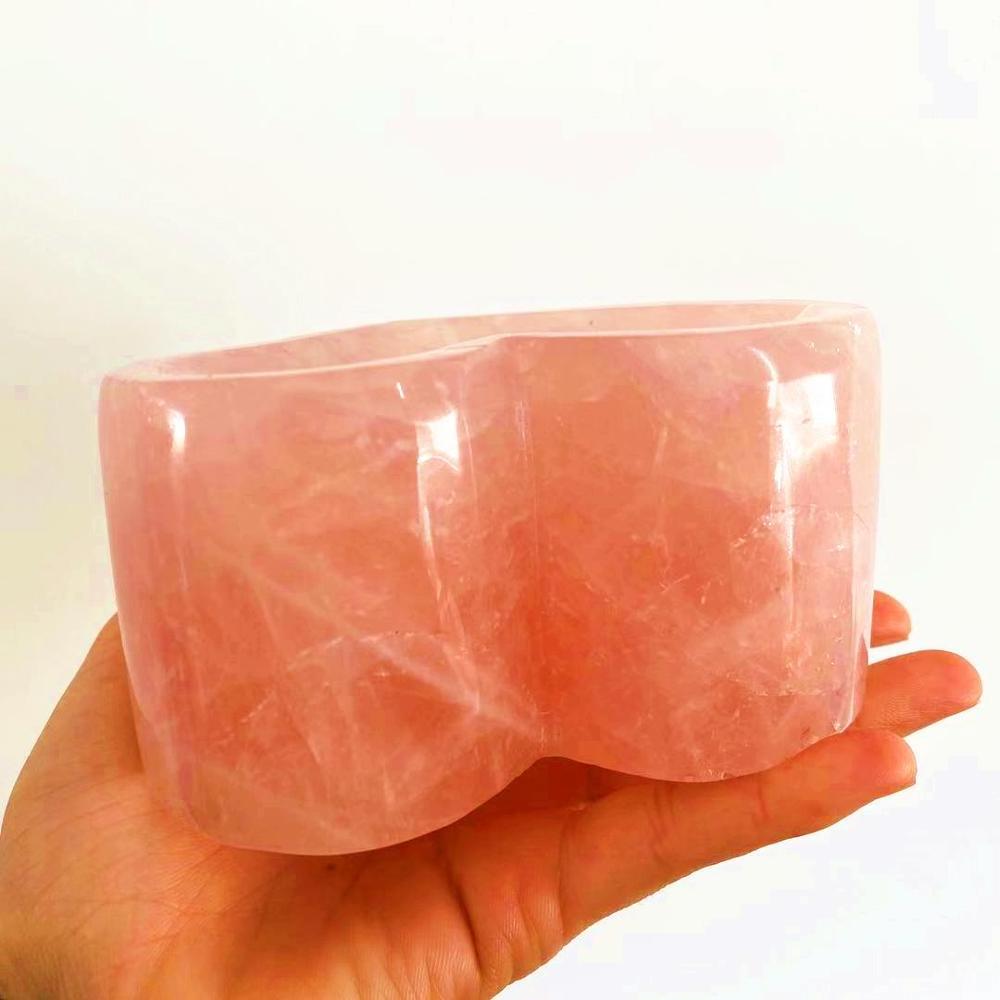 Wholesale Natural Crystal Bowls quartz Crystal Singing Bowl Hand Carved Heart Shape Rose Quartz Bowl For Decoration