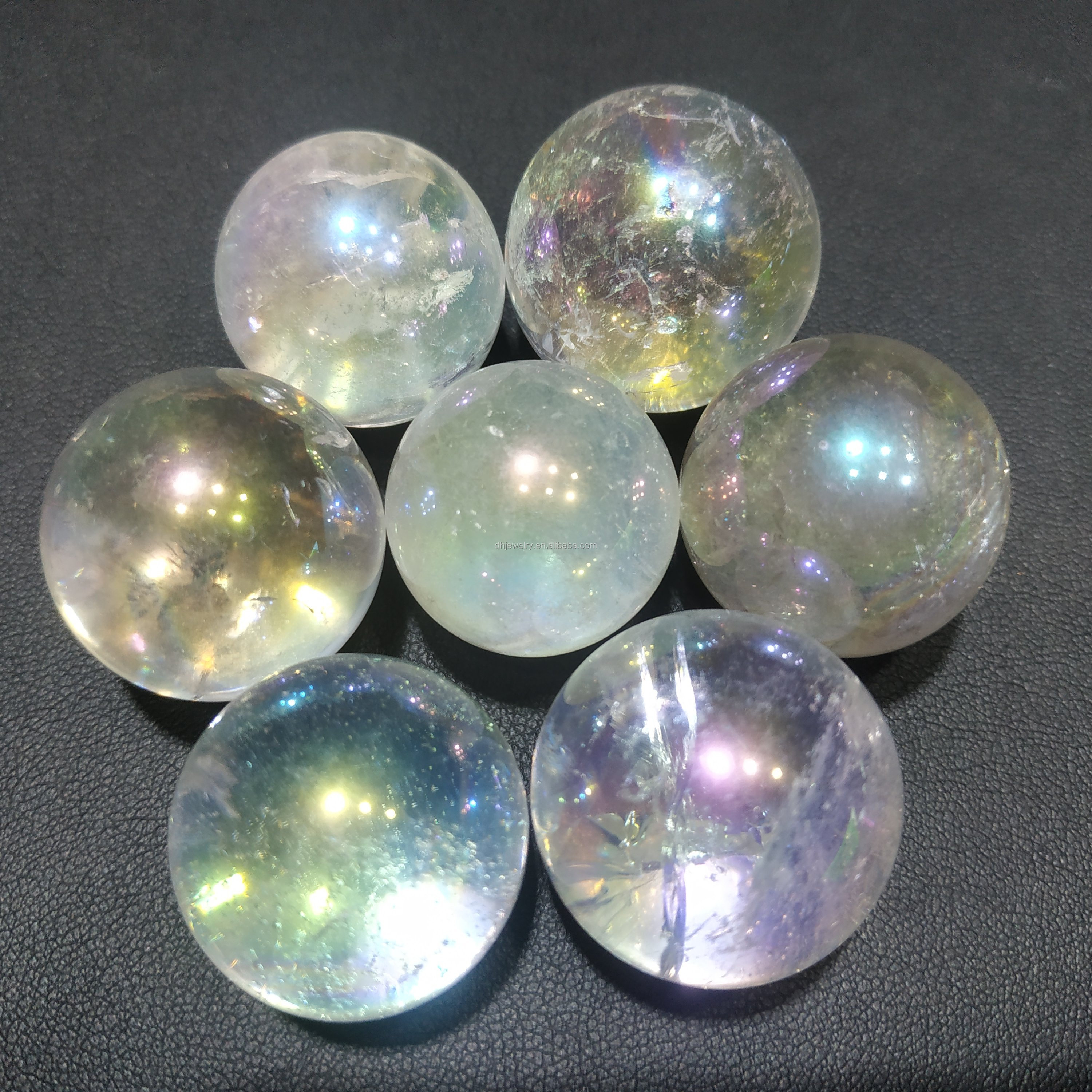 Wholesale crystal balls gemstone beads natural aqua angel aura quartz crystal spheres for jewelry making