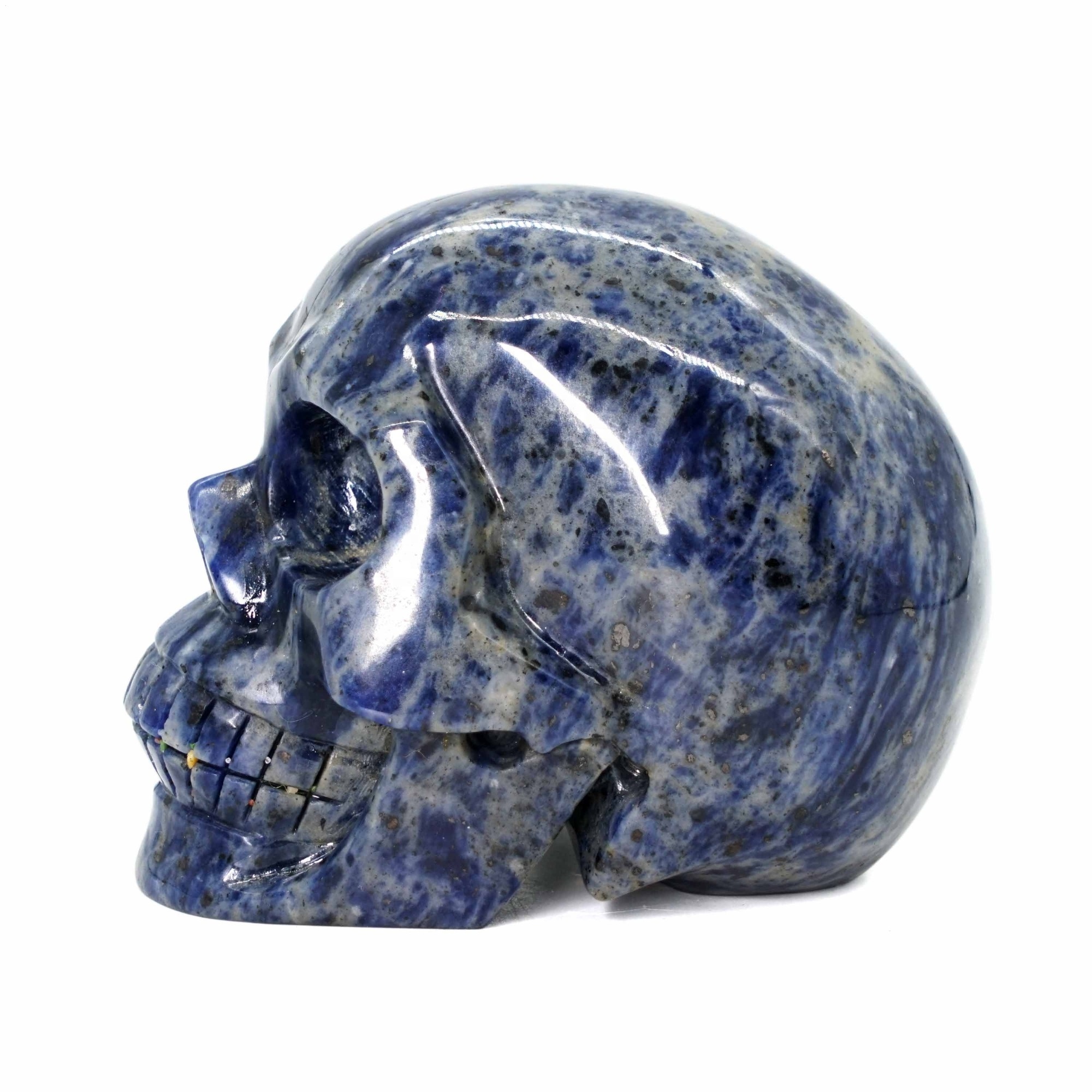 Wholesale natural gemstone folk crafts healing hand carved stone blue sodalite crystal skulls