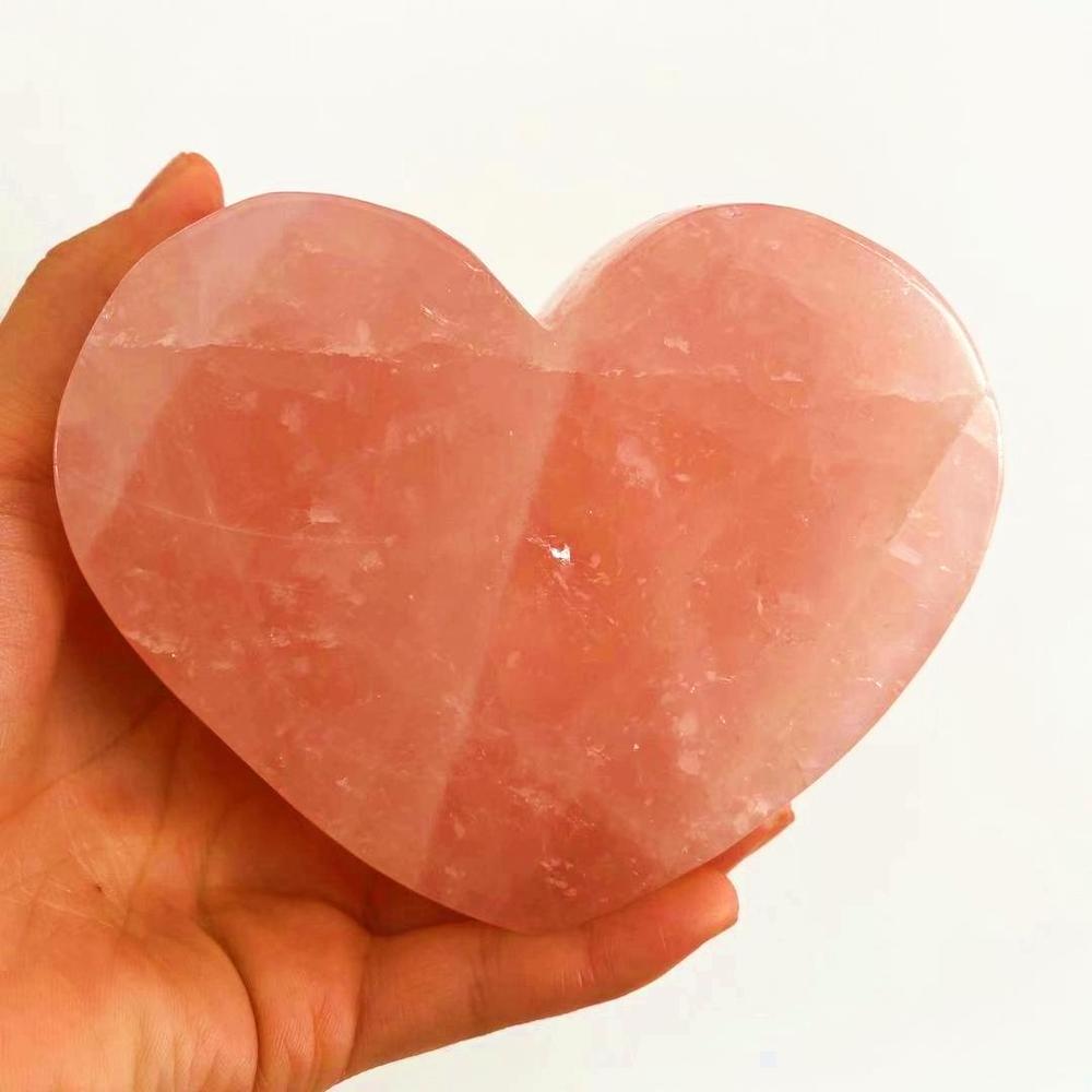 Wholesale Natural Crystal Bowls quartz Crystal Singing Bowl Hand Carved Heart Shape Rose Quartz Bowl For Decoration