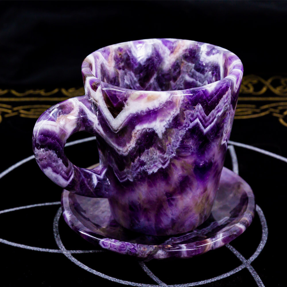 Yinglai factory high quality natural healing gemstone hand carved dream amethyst mugs crystal cup for home decoration