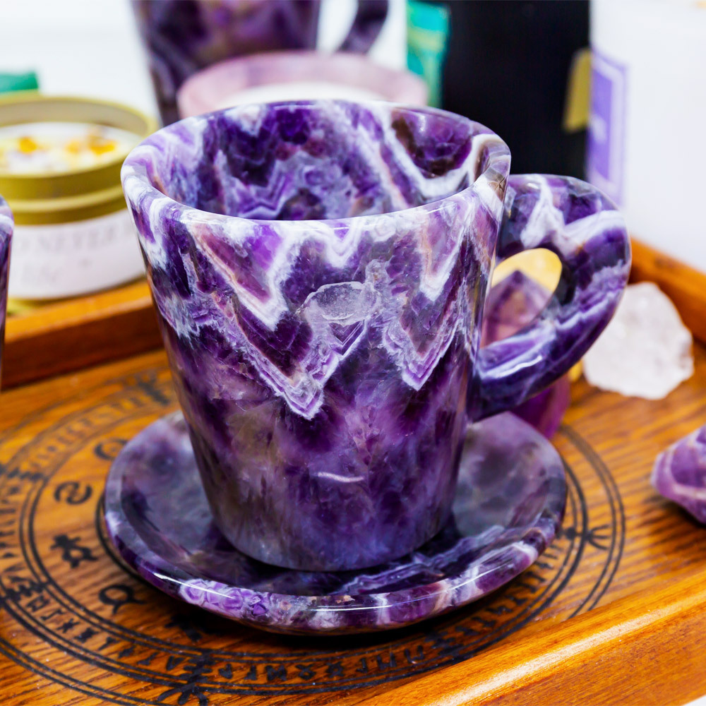 Wholesale natural folk crafts hand carved healing stone dream amethyst crystal cup for home decoration