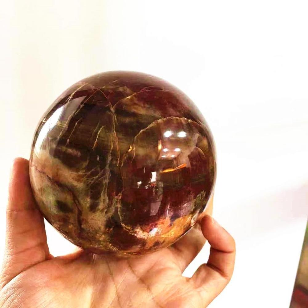 Natural Polished Real Raw Semi Gemstone Wood Fossil Ball Pokemon Crystal Ball For Sale