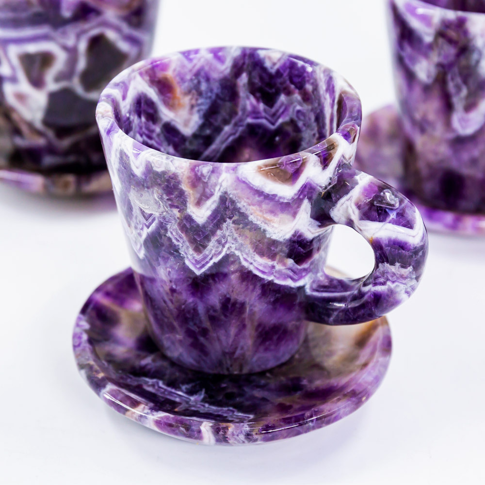 Yinglai factory high quality natural healing gemstone hand carved dream amethyst mugs crystal cup for home decoration