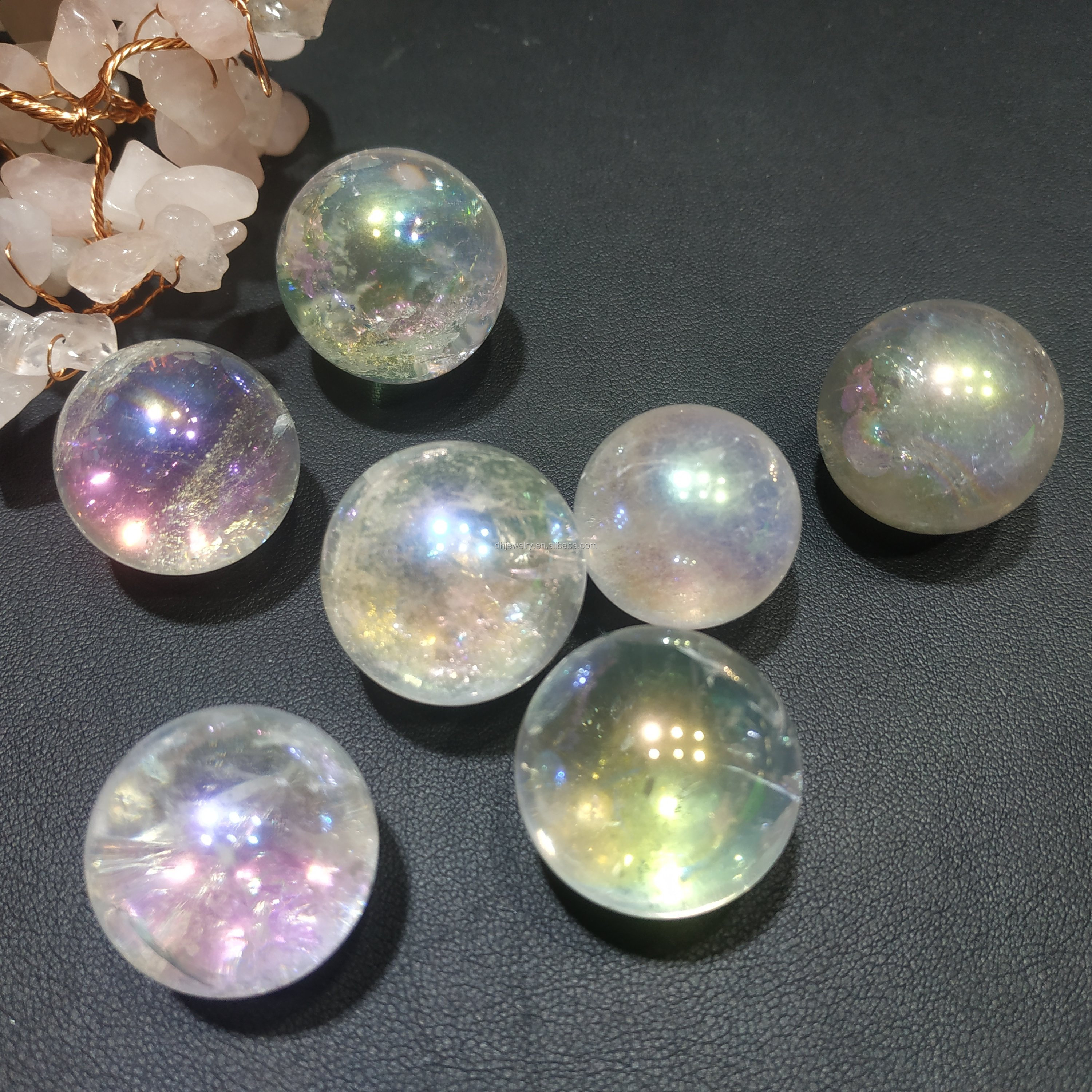 Wholesale crystal balls gemstone beads natural aqua angel aura quartz crystal spheres for jewelry making