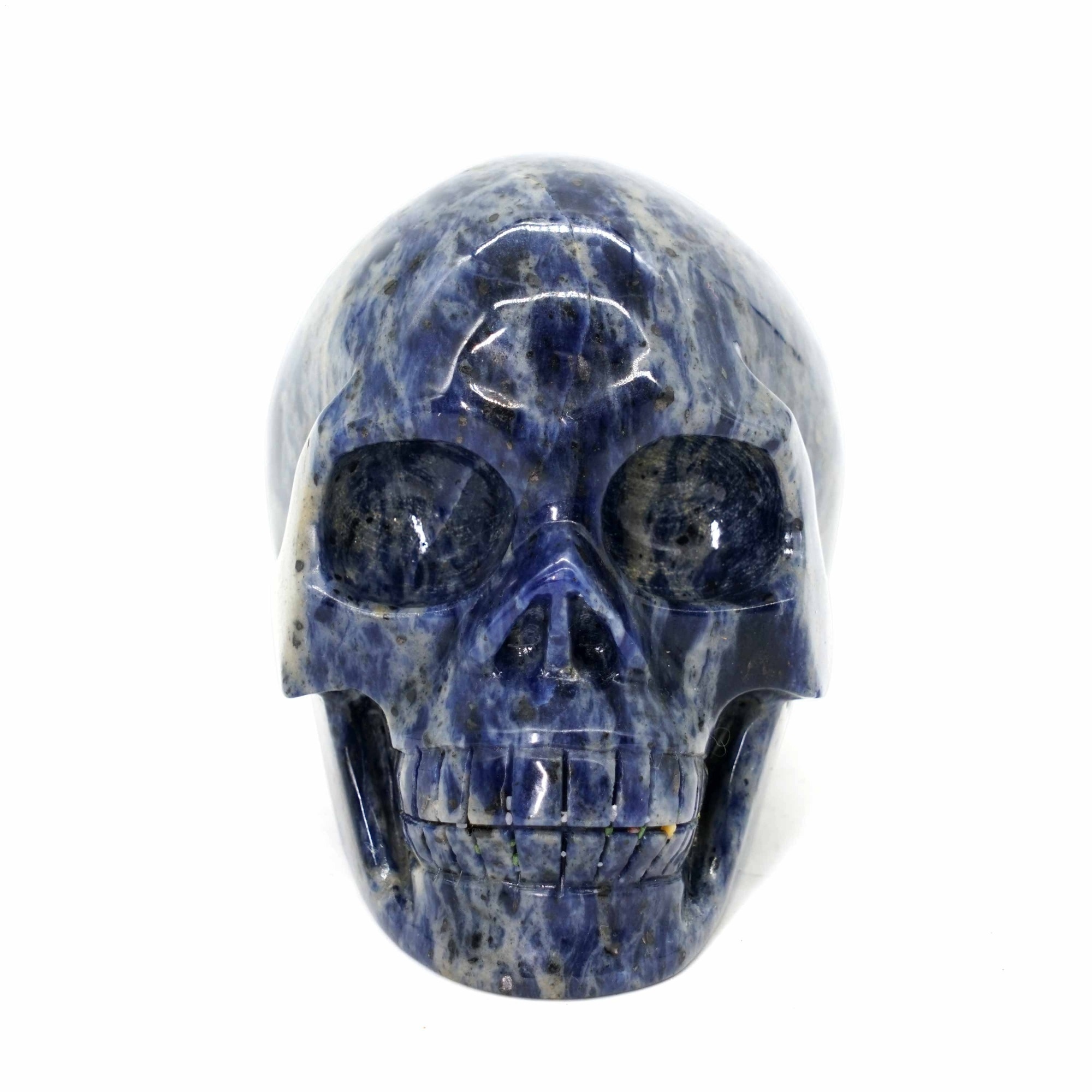 Wholesale natural gemstone folk crafts healing hand carved stone blue sodalite crystal skulls