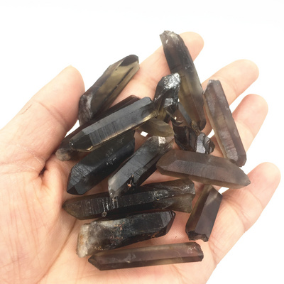 Hot sale  natural crystal smoky sing quartz point feng shui healing stone for crystal curtain