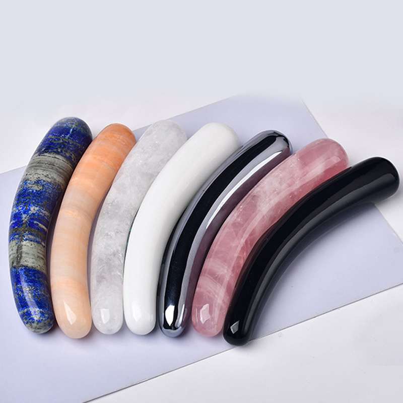 Quartz ore masturbation toy Yoni penis dildo female bending massage stick crystal stone