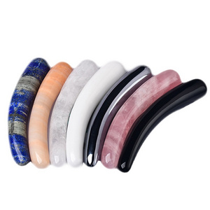 Quartz ore masturbation toy Yoni penis dildo female bending massage stick crystal stone