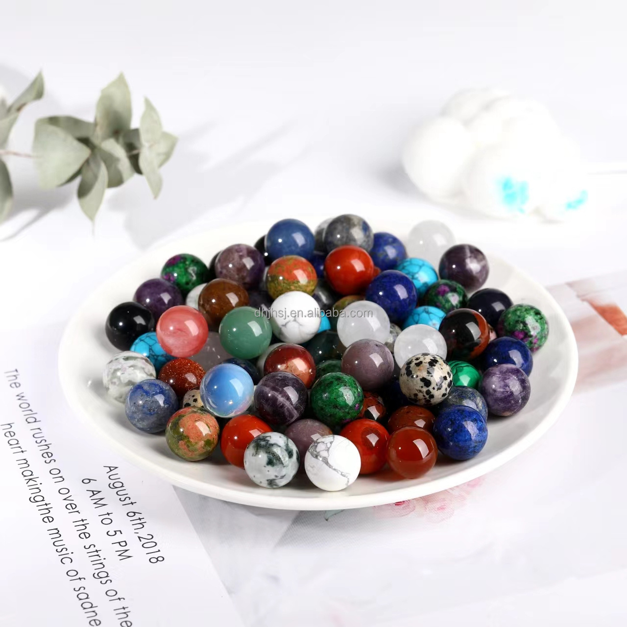 Healing Crystal Gemstone Bead 15mm Mini Natural Quartz Sphere Collection Polished Hand Carved Crystal Ball Bead Bulk