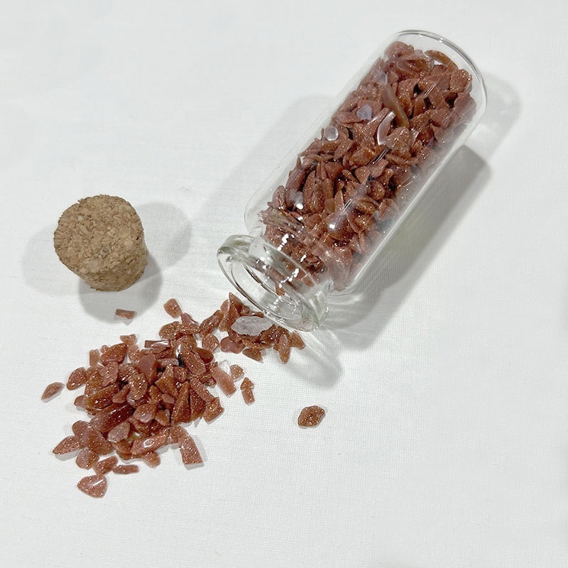 wholesale Natural Rose Gravel Stone Infused Gemstone Crystal chip Points Glass crushed stone wishing Bottle for crystal crafts