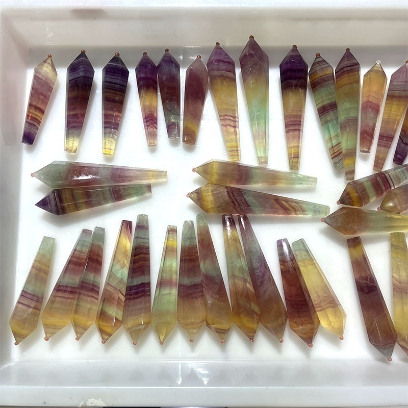 Wholesale natural candy color fluorite crystal point crystal magic wand healing energy gemstone decoration