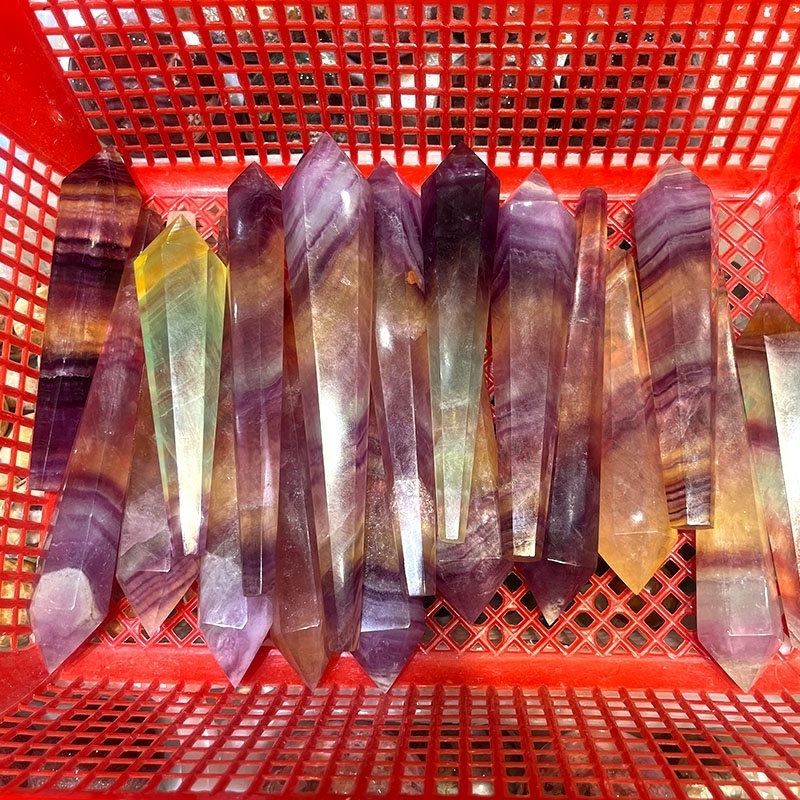 Wholesale natural candy color fluorite crystal point crystal magic wand healing energy gemstone decoration