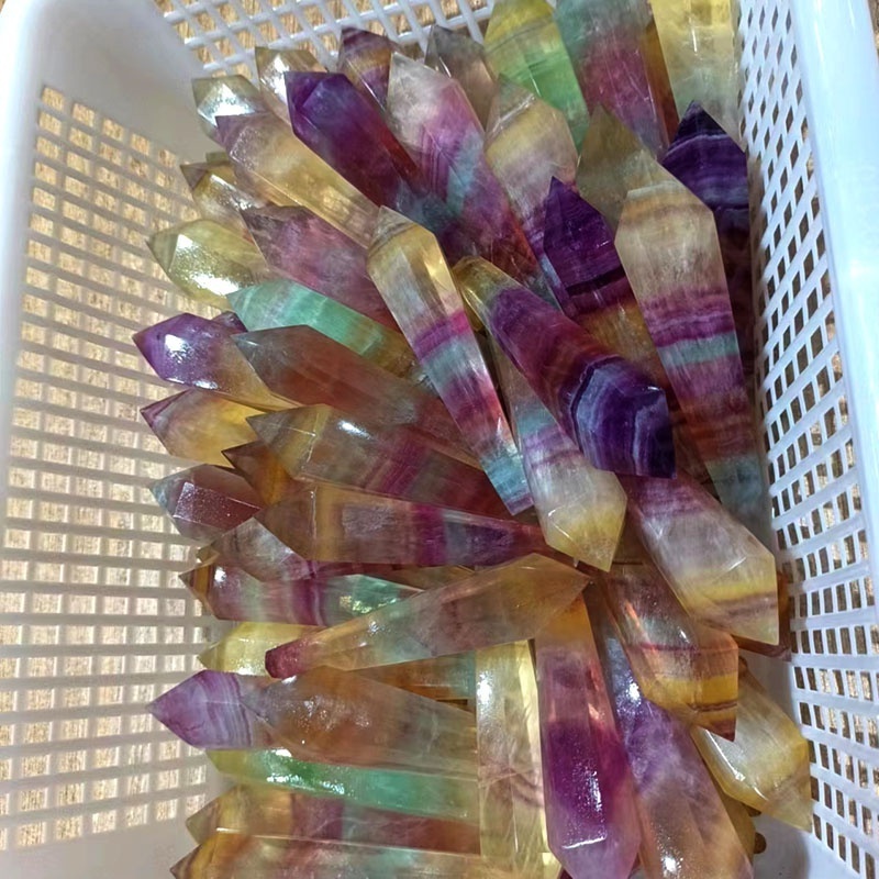 Wholesale natural candy color fluorite crystal point crystal magic wand healing energy gemstone decoration