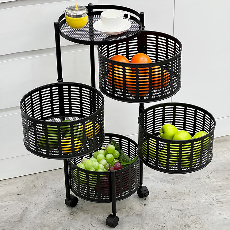 Hot Selling Multi-function Rotating Shelf Multi Layer Storage Racks Organizer Kitchen Rotating Shelf with Wheels