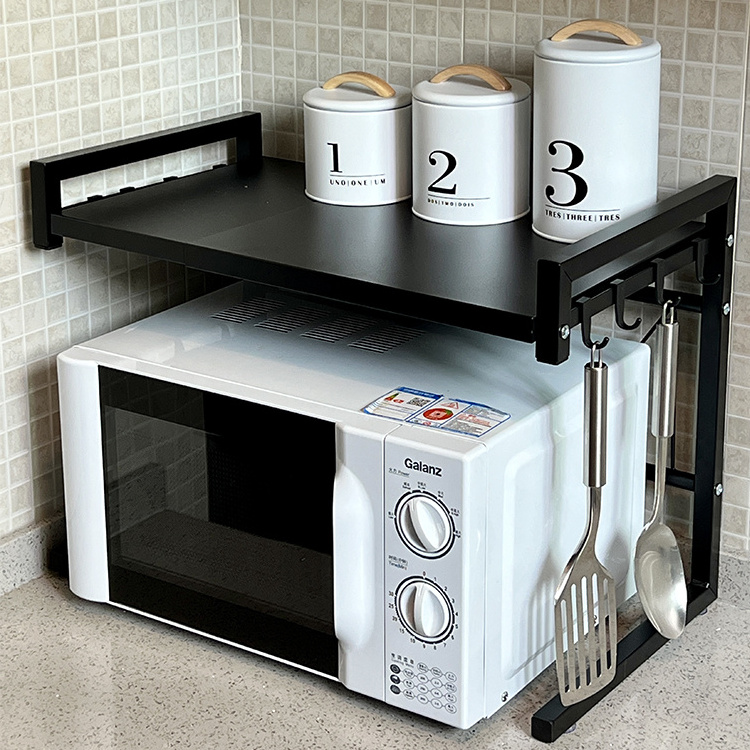 Adjustable Microwave Oven Rack Extendable Counter Top Organizer Stand 2 Tier Microwave Shelf