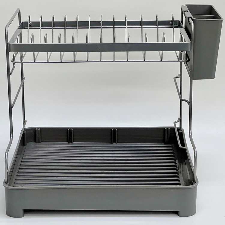 2 Tier Dish Rack Durable Quality Stainless Steel 2 Layer Kitchen Plate Drainer Dish Drying Rack