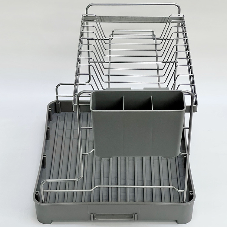 2 Tier Dish Rack Durable Quality Stainless Steel 2 Layer Kitchen Plate Drainer Dish Drying Rack