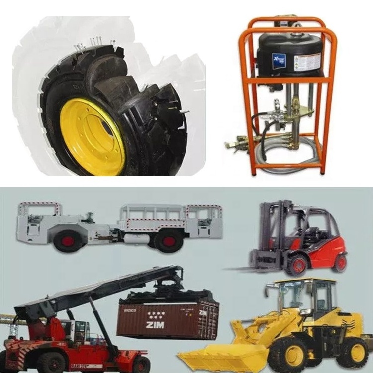 Polyurethane foam filled underground mining material handling equipment tyres