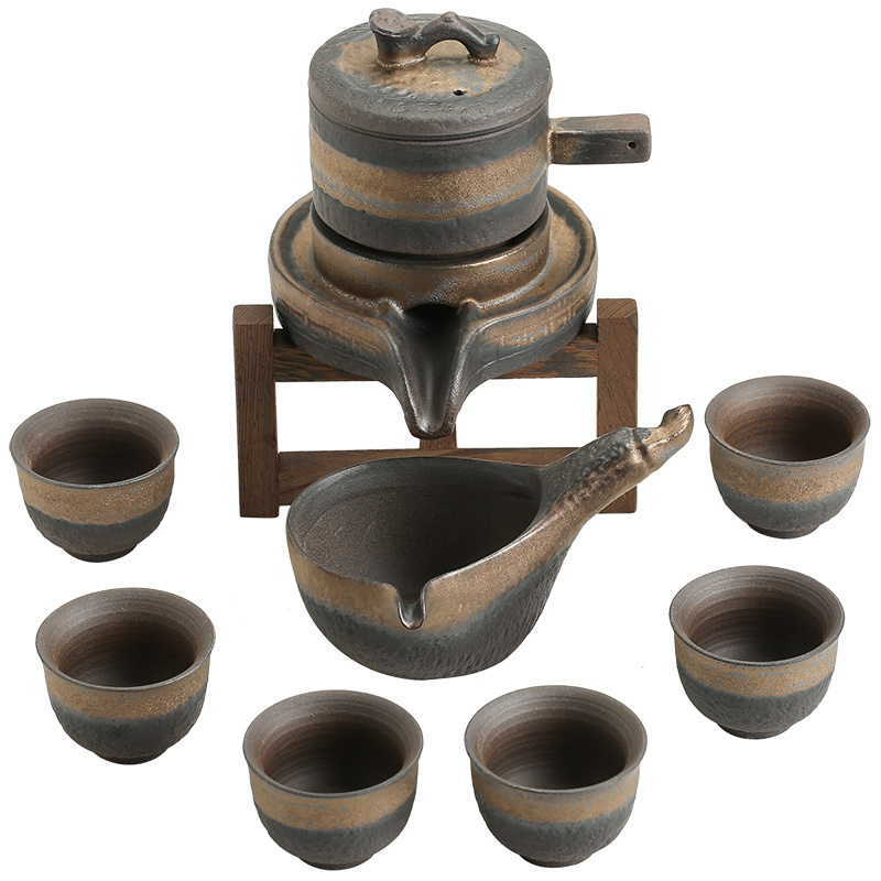 gilding stonewashed automatic tea set Lazy tea maker semi-or full-automatic anti-scald handmade kung fu tea set Gift Set