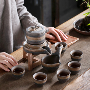 gilding stonewashed automatic tea set Lazy tea maker semi-or full-automatic anti-scald handmade kung fu tea set Gift Set