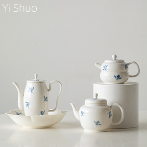 Pure Hand Drawing Phalaenopsis Teapot Ceramic Exquisite Teapot Suit Home Tea Maker With Strainer Tea Kettle