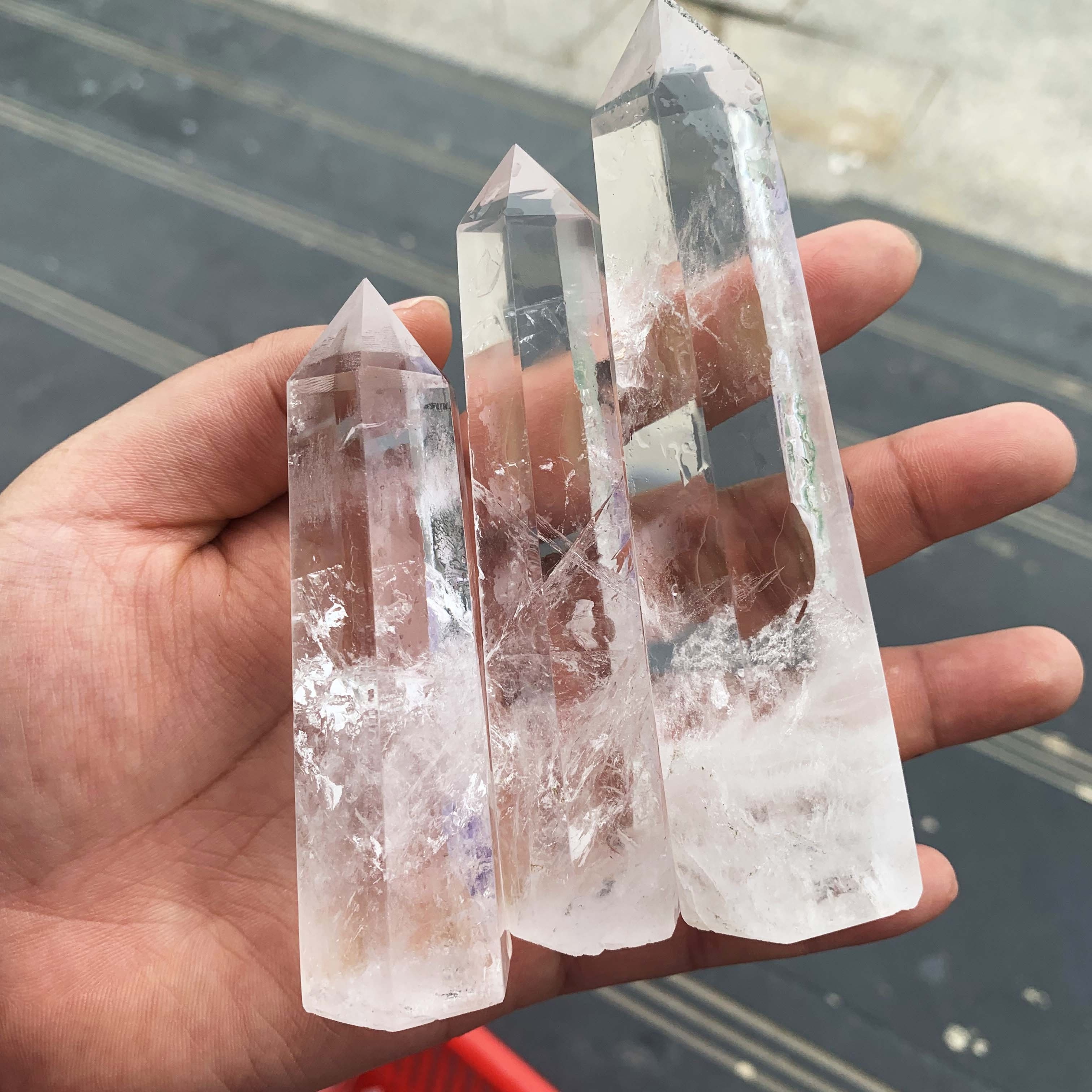 Natural Clear Obelisk Crystal Wand Healing stones clear quartz tower point for feng shui