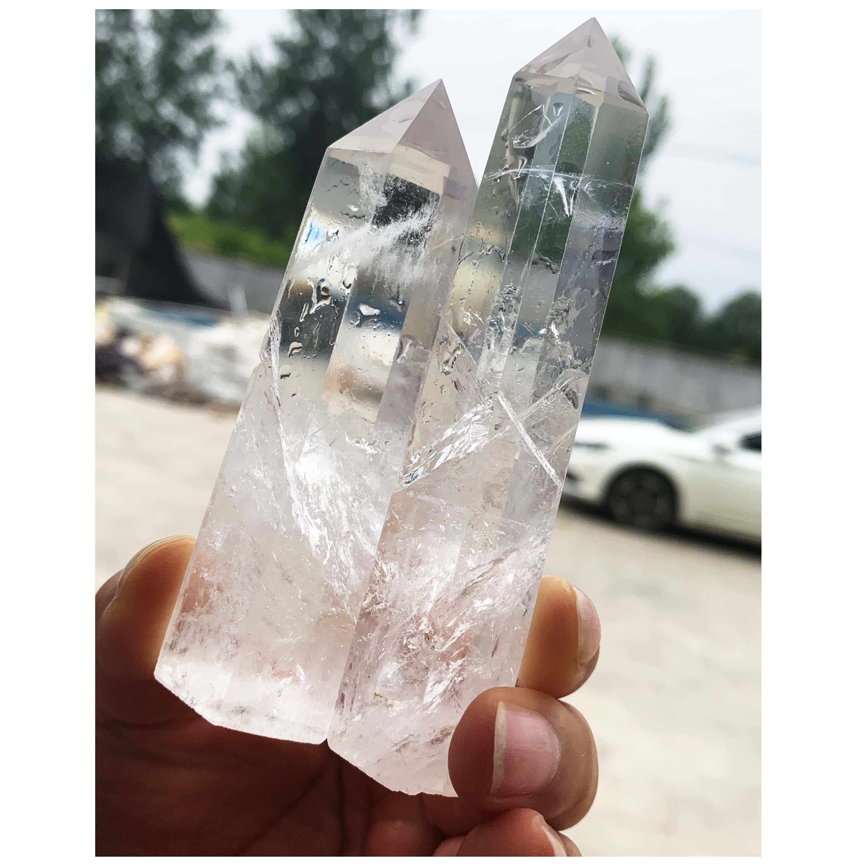 Natural Clear Obelisk Crystal Wand Healing stones clear quartz tower point for feng shui