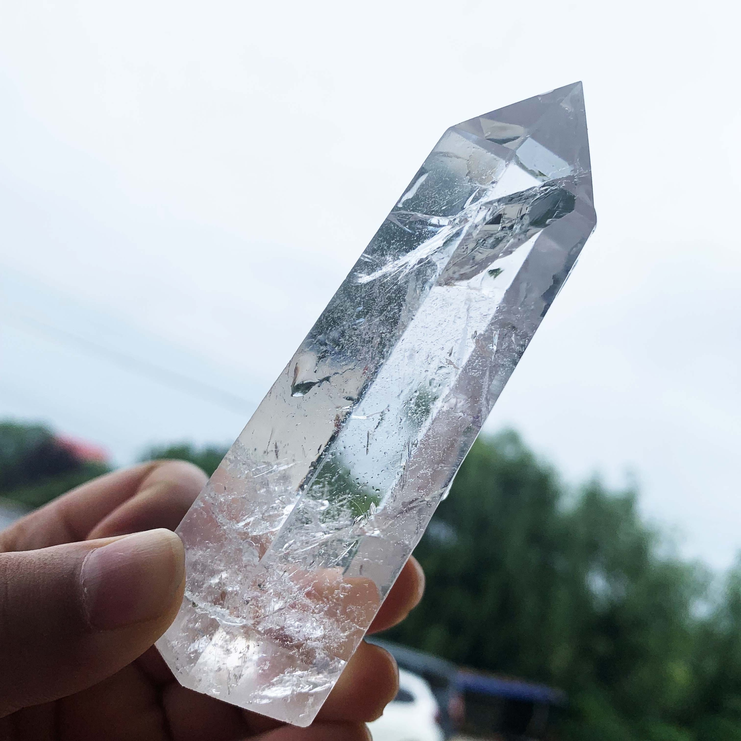 Natural Clear Obelisk Crystal Wand Healing stones clear quartz tower point for feng shui