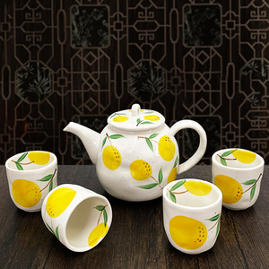 Japanese Style Ins Creative Fruit Pattern Ceramic Teapot Cute Cold Kettle Cup Under Glazed Hand-painted Tea Set