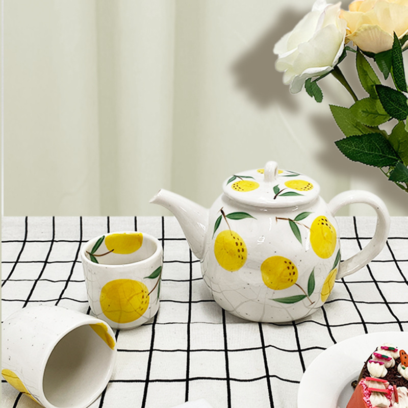 Japanese Style Ins Creative Fruit Pattern Ceramic Teapot Cute Cold Kettle Cup Under Glazed Hand-painted Tea Set