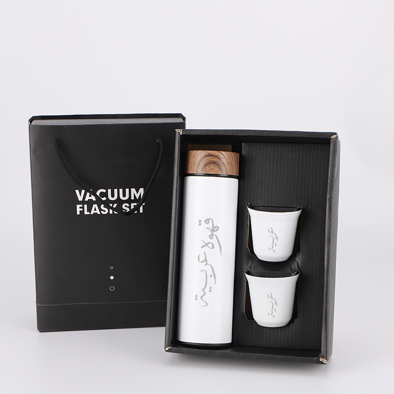 High Quality Business Arabic Coffee Set Gift Cup Set Stainless Steel 400ml Vacuum Flask With Espresso Coffee Cup Gift Set