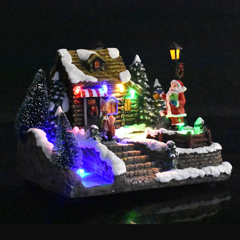 New Christmas Light Music Snow House Led Lights Christmas Decorations Home Window Ornaments